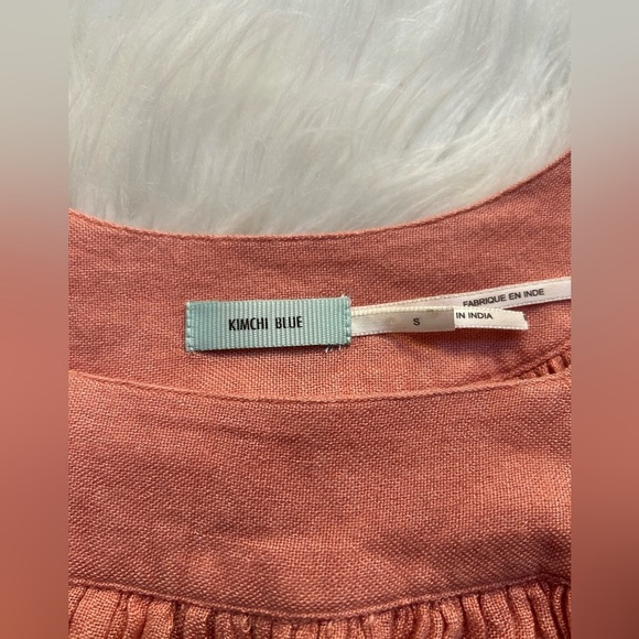 KIMCHI BLUE Peach Blouse Flowy Lace up Details Boho Oversized Wide Bell sleeves - Picture 2 of 5